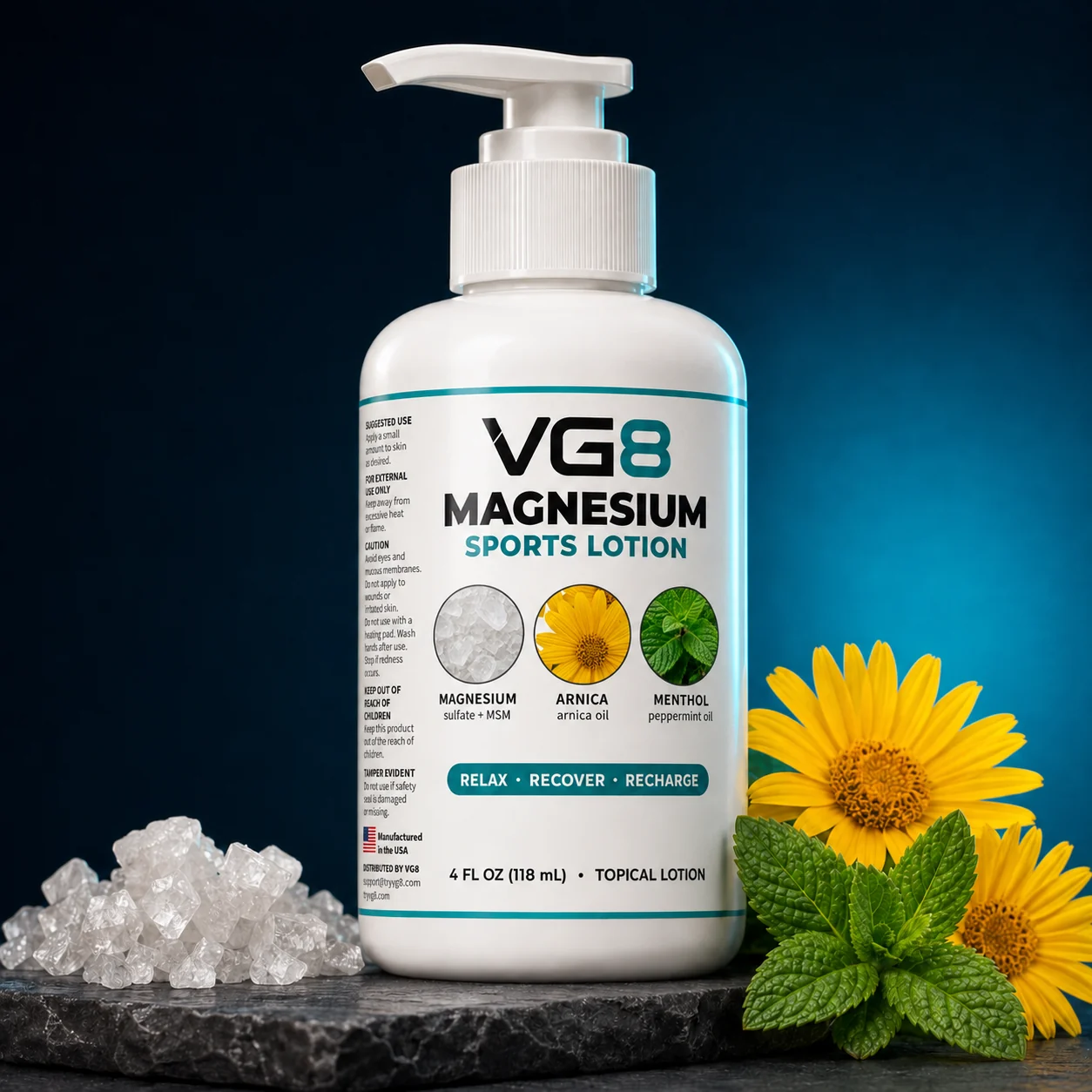 VG8 Magnesium Sports Lotion, 4 fl oz